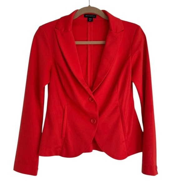 Metaphor Bright Coral 2-Button Blazer w/ Peplum Back Women’s Casual Jacket Sm - Picture 1 of 10